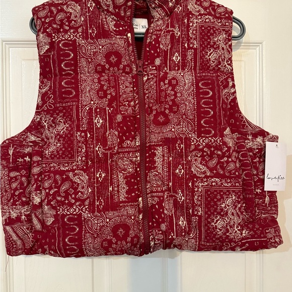 love, Fire Jackets & Blazers - Love, Fire Burgundy Paisley Vest